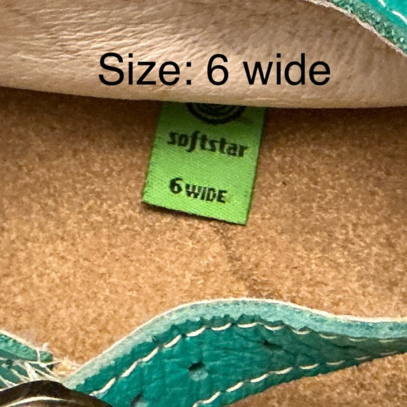 Softstar Merry Jane SIZE 6 WIDE Metallic Gold /Turquoise Leather Minimalist Shoe - Picture 12 of 12